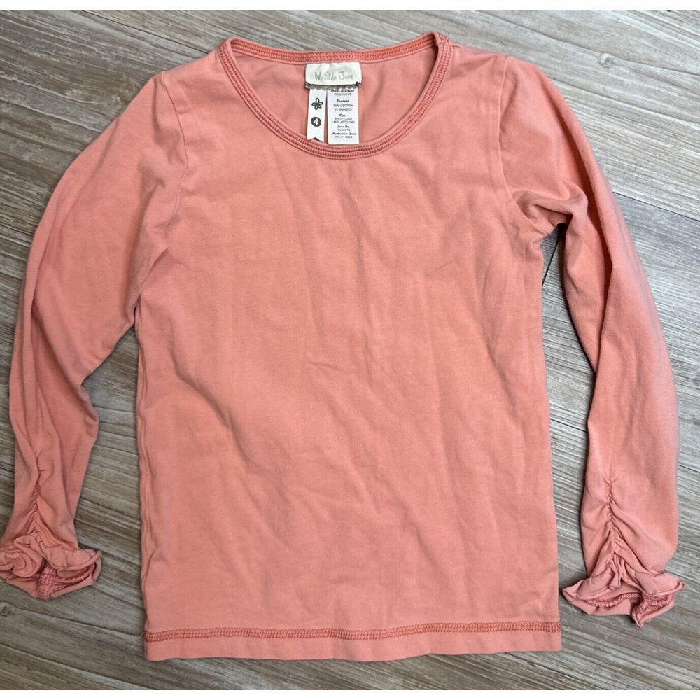 Matilda Jane Peach Color Top With Ruffle Sleeves Girl's Size 4